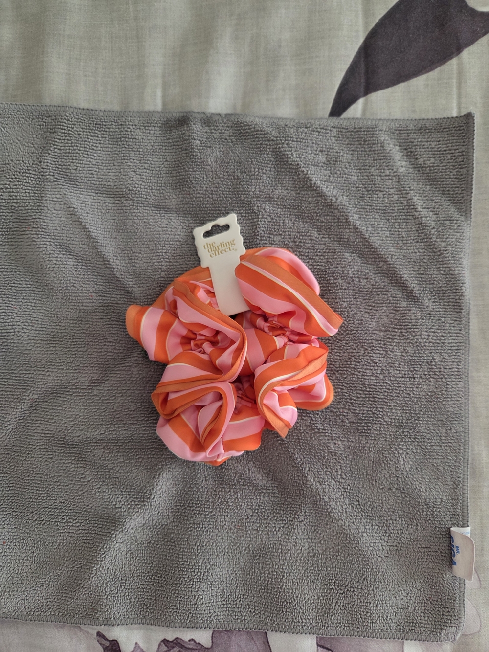 The Giving Keys Pink and Orange Striped Scrunchie Set